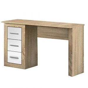 <ul><li>Tipo de producto: Mesa escritorio extensible</li><li>Tiene un diseño moderno y multifuncional</li><li>Viene con las dimensiones 98,5 x 70 x 87,5 cm</li><li>Es adecuado para estancias de tamaño reducido</li><li>El acabado es en color blanco combinado con cajones en roble canadiense</li></ul>